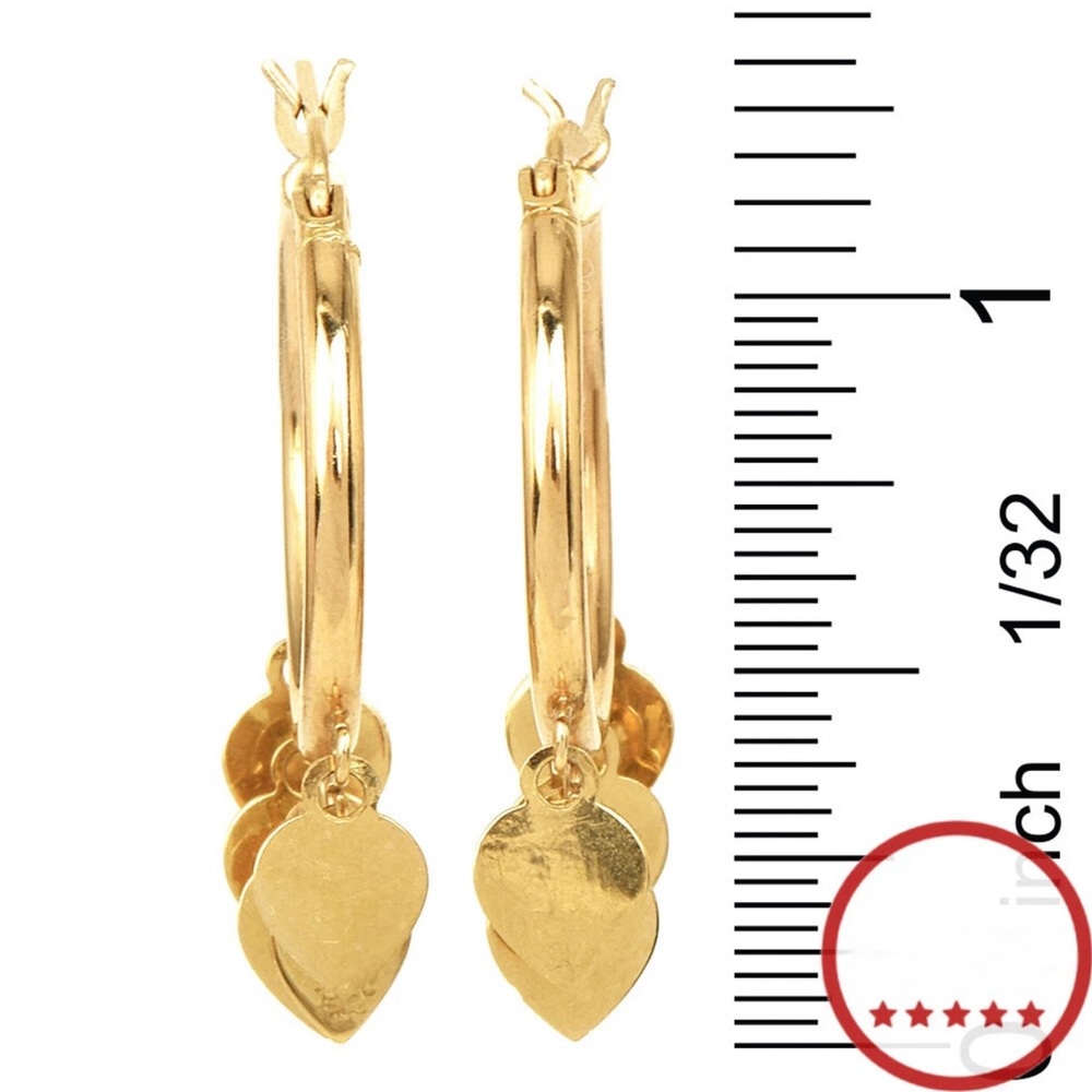 ❌ 14K Gold Heart Hoop Earrings - No Longer Available - Picture 4 of 7